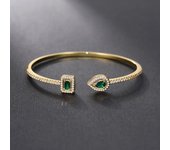 Huitan Luxury Green/White/Blue Cubic Zirconia Cuff Bracelet Bangle for Women Good Quality Female Hand Jewelry 2022 Drop Shipping