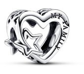 Pandora Charm en plata de ley Corazón en Filigrana Familia & Estrella 792829C00 , para Mujer