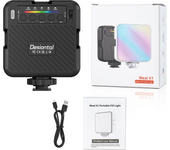 Luz de Vídeo RGB , Iluminación Cámara Fotografía 360° Todo Color RGB70 LED con 3 monturas de zapata/CRI 95+/20 Modos de Escena/3000k-4800k-6500k/1500mAh Panel Selfie Portátil Recargable