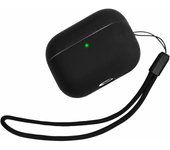 Funda de Silicona Compatible con AirPods Pro 2 - Estuche Protector con Correa, LED Frontal Visible, Diseño Flexible, Protección de 360 Grados, Compatible con Carga Inalámbrica (Negro)