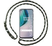 Tumundosmartphone Funda Colgante Transparente para OnePlus Nord N10 5G con Cordon Verde / Dorado