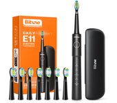 Bitvae Daily E11 cepillo de diente eléctrico, recargable, con 8 cabezales de recambio, 5 modos, estuche de viaje, resistente al agua