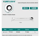 Combination Wrench Ratcheting Wrench Open end Spanner from 6 mm-24 mm Chrome Vanadium Steel, Long Pattern, Mirror Chrome Finish