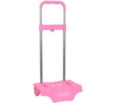 SAFTA - CARRO PORTAM.ROSA CLARO PANT.673C - Carro para Mochila Fabricado en España Ruedas antivibración y silenciosas cubierta de goma transparente - Mochila Carro Sistema de sujeción para mochilas UNIVERSAL - Carro Mochila