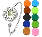 Crystal Aromatherapy Bracelet Bangle Diffuser Jewelry Tree of Life Perfume Oils Diffuser Aroma Diffuser Lockets Woman Bracelet