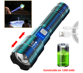Portable LED Flashlight P120 USB Rechargeable Zoom Flashlight Waterproof Torch Emergency Power Bank Function for Camping Hiking