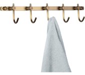 Soporte para gancho de toalla de latón, gancho de montaje en pared de latón cepillado, gancho para abrigo antiguo, percha para colgar ropa con 5 ganchos, estante de pared con gancho para bata de baño