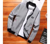 Men's Casual Long Sleeve Zipper Baseball Collar Bomber Jacket, Chic And Trendy Regular Fit Windbreaker Jacket For Spring