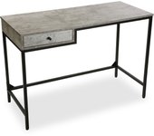 Versa Jack Mesa Escritorio para el Ordenador, Mesa para la Habitación o Estudio. Mesa Gaming, Con cajón, Medidas (Al x L x An) 76 x 48 x 110 cm, Madera y Metal, Color Gris