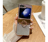 Glitter Ring Holder Stand Case for Samsung Galaxy Z Flip 6 5 4 3 ZFlip flip4 Flip5 Bracket Bling Diamond Gradient Plating Cover