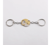 Heart-shaped Patchwork Love Cat Keychain Pendant Couple Key Chain Pendant Jewelry European and American Stainless Steel Keychain
