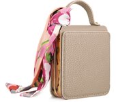 VIETAO Mirror Mobile Phone Case For Samsung Galaxy Z Flip 6, Leather Mobile Cover With Ribbon For Samsung Z Flip 5, Z Flip 4 3