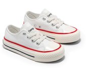 Zapatillas lona cordones CONGUITOS 311001 en blanco y negro