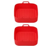 2pcs Silicone Air Fryers Basket Heat-insulation Air Fryer Tray Fried Pizza Chicken 20x19x6cm for Home Kitchen Cooking