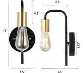 Retro Gold Black Metal Wall Lamps Vintage Wall Light for Bedside Mirror Side Modern Indoor Wall Decor Surface Mounted Fixture