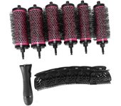 6pcs/set 3 Sizes Detachable Handle Hair Roller Brush With Positioning Clips Aluminum Ceramic Barrel