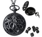 7pcs DND Mini Dice with Pocket Watch Case Set Portable Polyhedron Metal Dice Perfect for Dungeons&Dragons,Table RPG