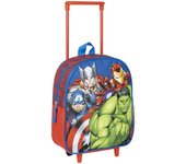 Mochila Escolar Estilo Trolley de Los Vengadores - Color Azul - 25x10x29 cm - Mochila de Carro Fabricada en Poliéster - Incluye Tacos Antideslizamien