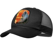 MERCHANDMANIA GORRA NEGRA CON REJILLA leon selva savana animal salvaje felino bestia moda deporte