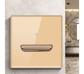 Wall Light Switch Chrome Toggle Press Button Tempered Glass Plate Blue LED Light 1 2 3 4 Gang White Black Gray Gold
