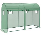 Outsunny Invernadero 300x100x200 cm Caseta de Jardín Invernadero con 4 Ventanas y 2 Puertas para Cultivos Plantas Flores de PE y Acero Verde