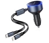 Vention cargador de coche 30w - usb-c macho, usb-c hembra, lightning - carga rápida - color negro