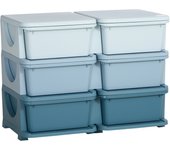 HOMCOM Cajonera Infantil con Espacio de Almacenamiento, Cajas de Almacenaje, Organizador de Juguetes, Caja para Juguetes, Tres Niveles para Habitación Infantil, 3-6 Años, Mobiliario Infantil, 75 x 37 x 56,5 cm