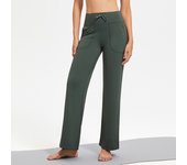 Pantalones de yoga nude para mujer,wide-leg pants high waist drape straight casual trousers drawstring pocket sports flared pants ropa deportiva mujer