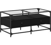 vidaXL Mesa de centro con puertas de vidrio 68,5x50x50 cm Negro, Roble Sonoma, Roble ahumado Mesita de Salón o Comedor o Auxiliar Mesa de Café Meuble Salón