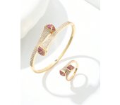 1 French color Zirconium cool air open vintage non-fading bracelet ring set for women