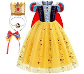 Snow White Princess Classic Girl Cosplay Yellow Luxury Costume Cape Kid Carnival Fairy Tale Party Dress Holiday Gift For Girl