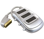 Conmutador euroconector 1 macho a 3 hembras