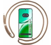 Tumundosmartphone Funda Colgante Transparente para Oppo Reno 12FS 4G / 12 FS 5G con Cordon Camel