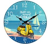 Signes Grimalt ORIGEN Home Decor Reloj Moto Azul Redondo - 34x34x4cm Vintage | Decoración de Pared | Diseño Mapamundi 33592