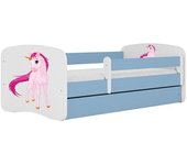 Cama 140 x 70 cm Kocot Kids com gaveta e colchão BabyDreams Unicorn Blue