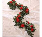 Silk Artificial Rose Vine Hanging Flowers for Wall Christmas Rattan Fake Plants Leaves Garland Romantic Wedding Home Decoration