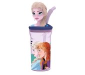 Botella vasos figura 3D con pajitas para niños y niñas 360ml licencias oficiales STOR Frozen,Mickey,Minnie,Stitch,Spiderman Bluey Pikachu Peppa pig