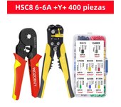 WOZOBUY Wire Terminals Ratcheting Ferrule Crimper Tool HSC8 6-6A/6-4A - 24-10AWG Wire Stripper,Wire Terminals Crimper Kit