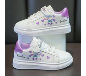 Disney Girls' White Shoes Spring Boys' Anti-skid Solid Soled StellaLou Shoes Thick Soles High Height Children's Shoes Size 26-37