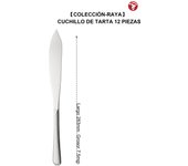 Mr.Spoon Serie Raya,Pala y Cuchillo para Tartas de 2, 6 o 12 piezas,Acero inoxidable 18/0,Plateado,Económico y funcional,Cuchillo de tarta largo283mm,Pala de tarta 258mm,Mango monobloque,Apto para lavavajillas,Empaque ecológico,Para casa,hotel,restaurante