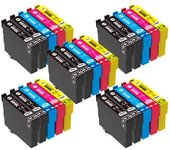 Epson 604XL Pack de 25 Cartuchos de Tinta C13T10H64010, cartuchos para epson compatibles, 10 negros, 5 magenta, 5 cyan, 5 amarillos, validos para impresoras epson: XP2200, XP2205, XP3200, XP4200, XP4205, WF2910, WF2930, WF2935, WF2950, Cartuchos de tinta