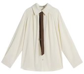 Zadily 2024 Summer Minimalist Long Sleeve Button Up Shirt Women Korean Style Solid Tie Oversize Shirts Blouse Loose Clothes Tops