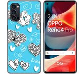 Tumundosmartphone Funda Gel Tpu para Oppo Reno 4 Pro 5G diseño Mariposas Dibujos