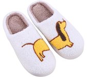 Pantuflas peludas con diseño de perro y gato a juego para mujer, lindas pantuflas para adolescentes y niñas, artículos de moda para el invierno, pantuflas divertidas kawaii para el hogar