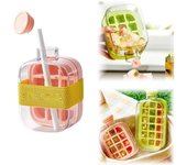 Cubiteras para congelador, 2 en 1, con tapa y recipiente, bandeja vertical con tapa para congelador, fácil de liberar (verde, 800 ml + 18 rejillas)