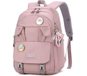 Bolso de escuela para niñas, mochila impermeable con compartimento para portátil y mochila casual antirrobo negro