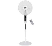 FABRILAMP Ventilador de Pie Cacimbo Blanco 3 Velocidades 45W 5 Aspas 43 D con Control Remoto y Temporizador