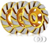 3 piezas-Rueda de taza de molienda de diamante turbo de cerámica de piedra de hormigón de 4 pulgadas, ruedas de amoladora angular de 12 Segs para amoladora angular (amarillo)