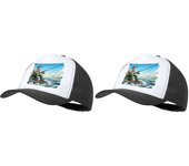 MERCHANDMANIA PACK 2 GORRAS NEGRAS deporte pesca pescador agua peces playa cap