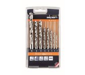 Alpen 600093100 - Hss-máquina de madera de madera spiralbohrer profi, 1x diámetro de 3, 4, 5, 10 mm y 2x 6, 8 mm como 8 piezas casete de plástico en